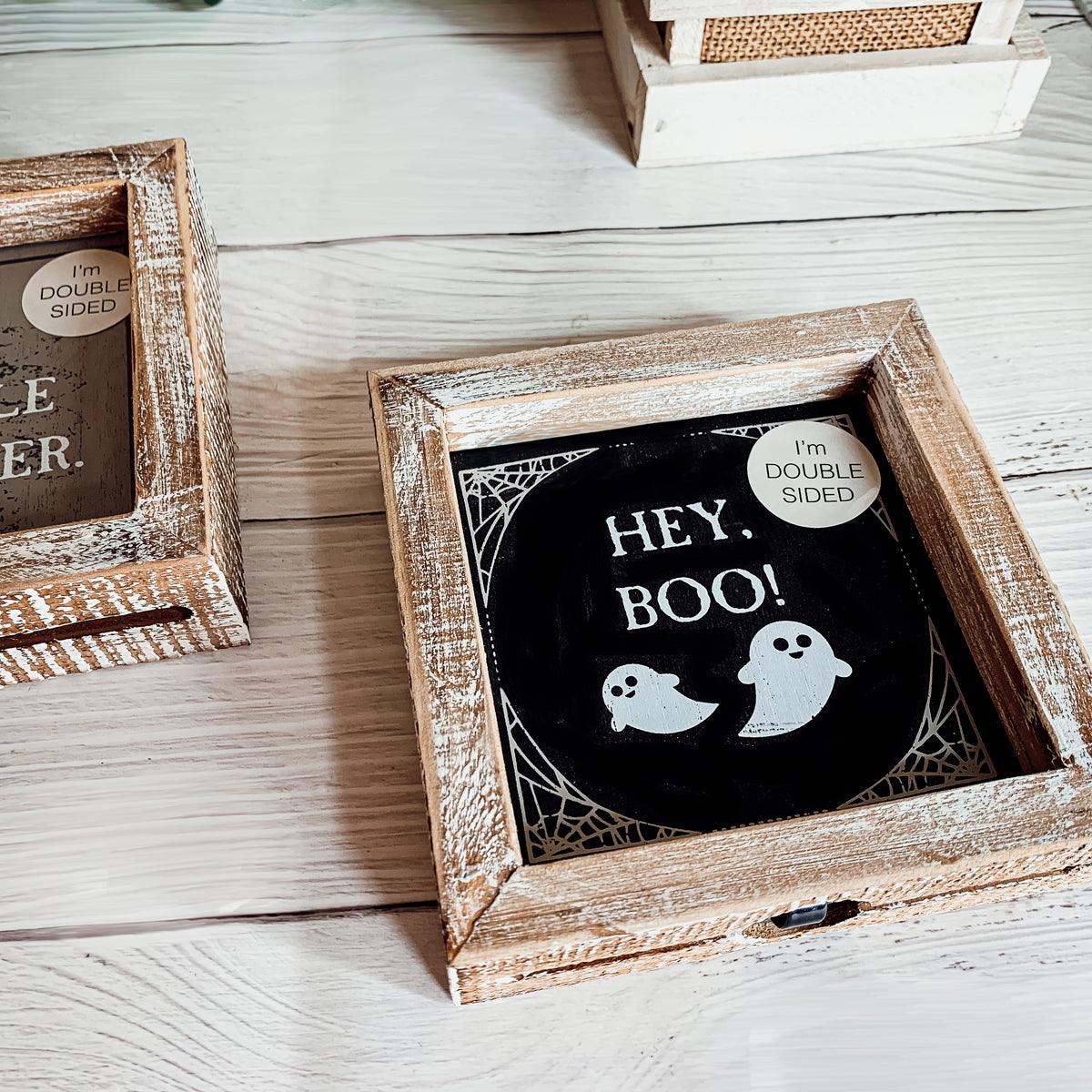 Gia Roma Halloween Sign Hey Boo + Cuddle | Double-Sided