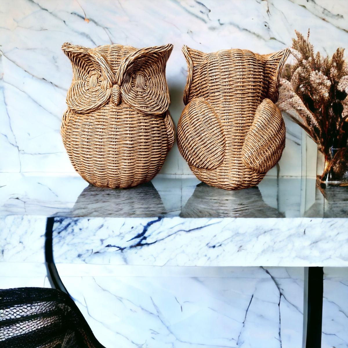 Gia Roma Basket Weave Statue Owl Statue