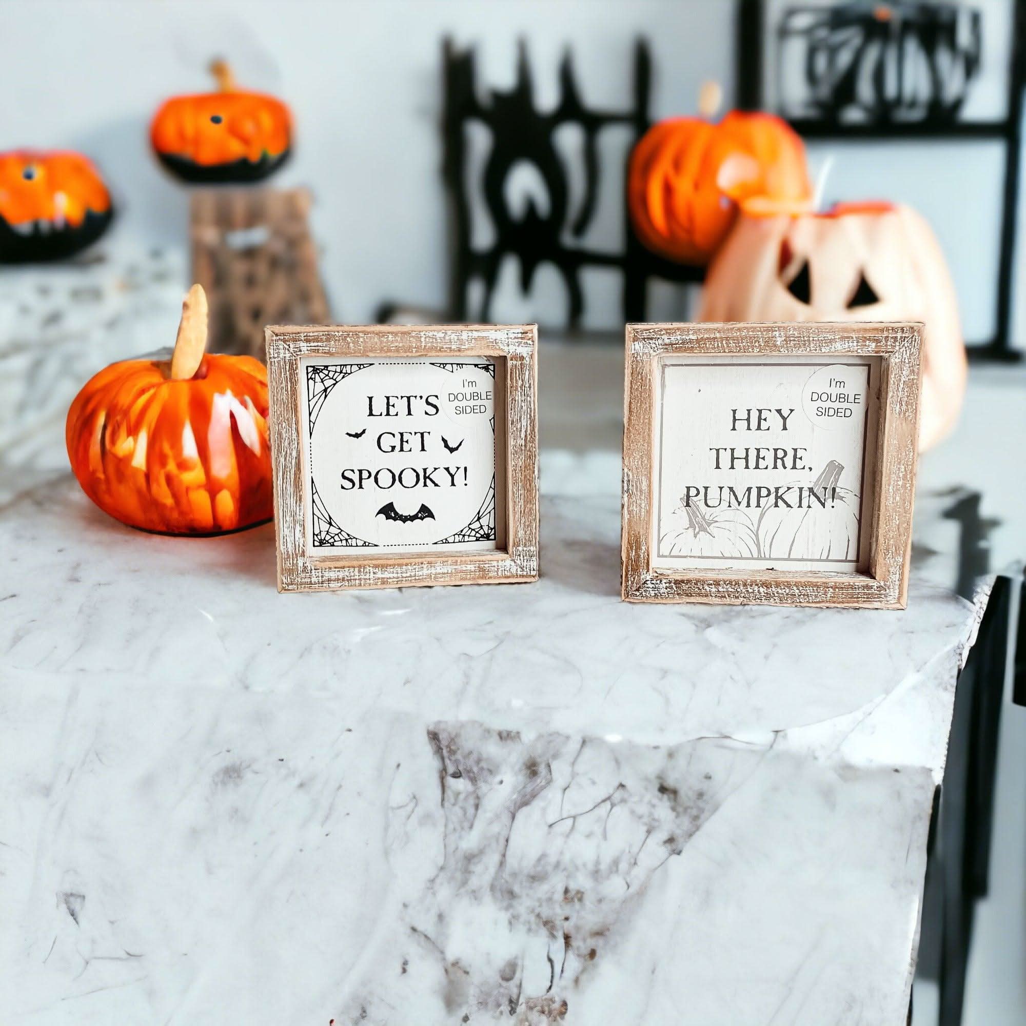 Gia Roma Halloween Sign Pumpkin + Spooky | Double-Sided