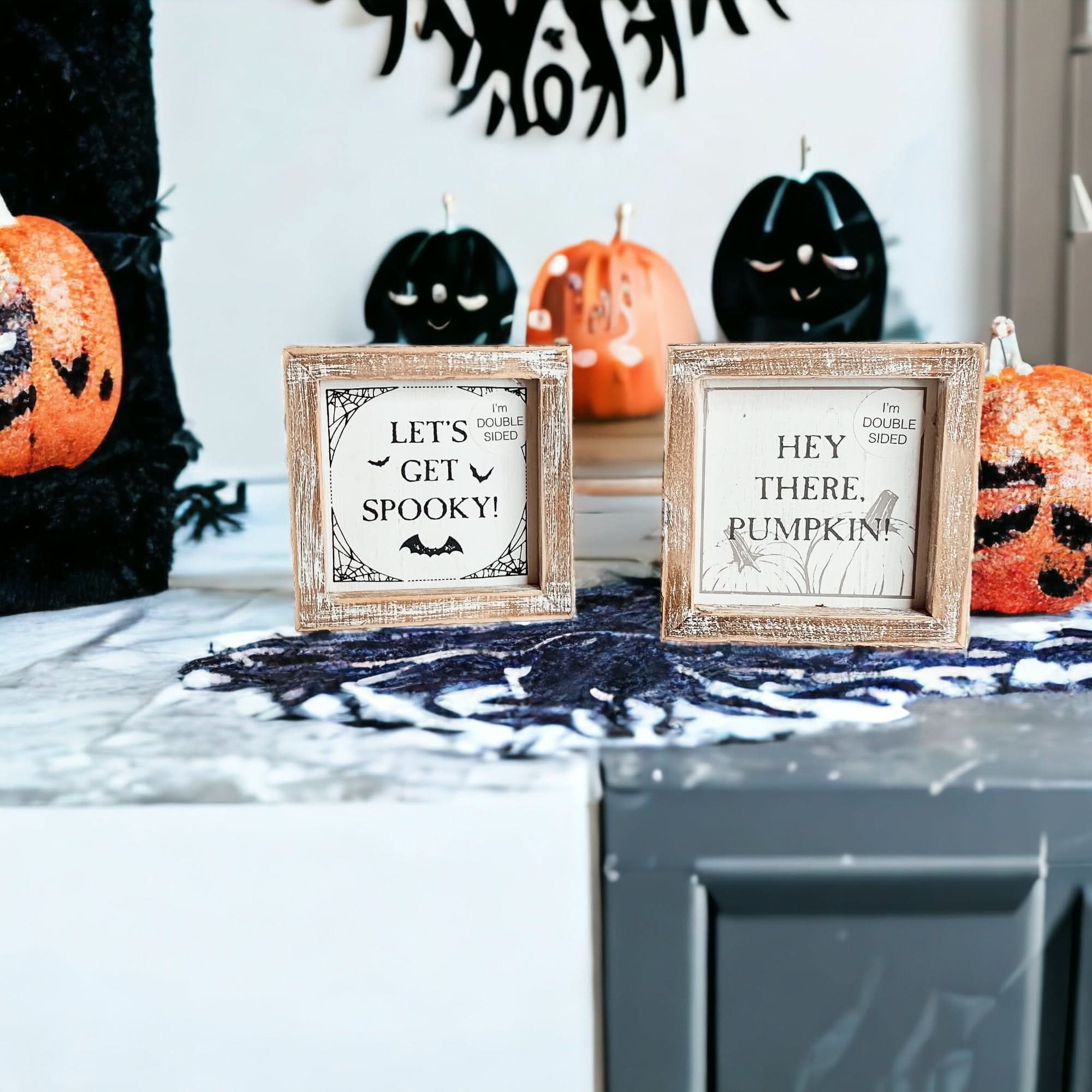 Gia Roma Halloween Sign Pumpkin + Spooky | Double-Sided