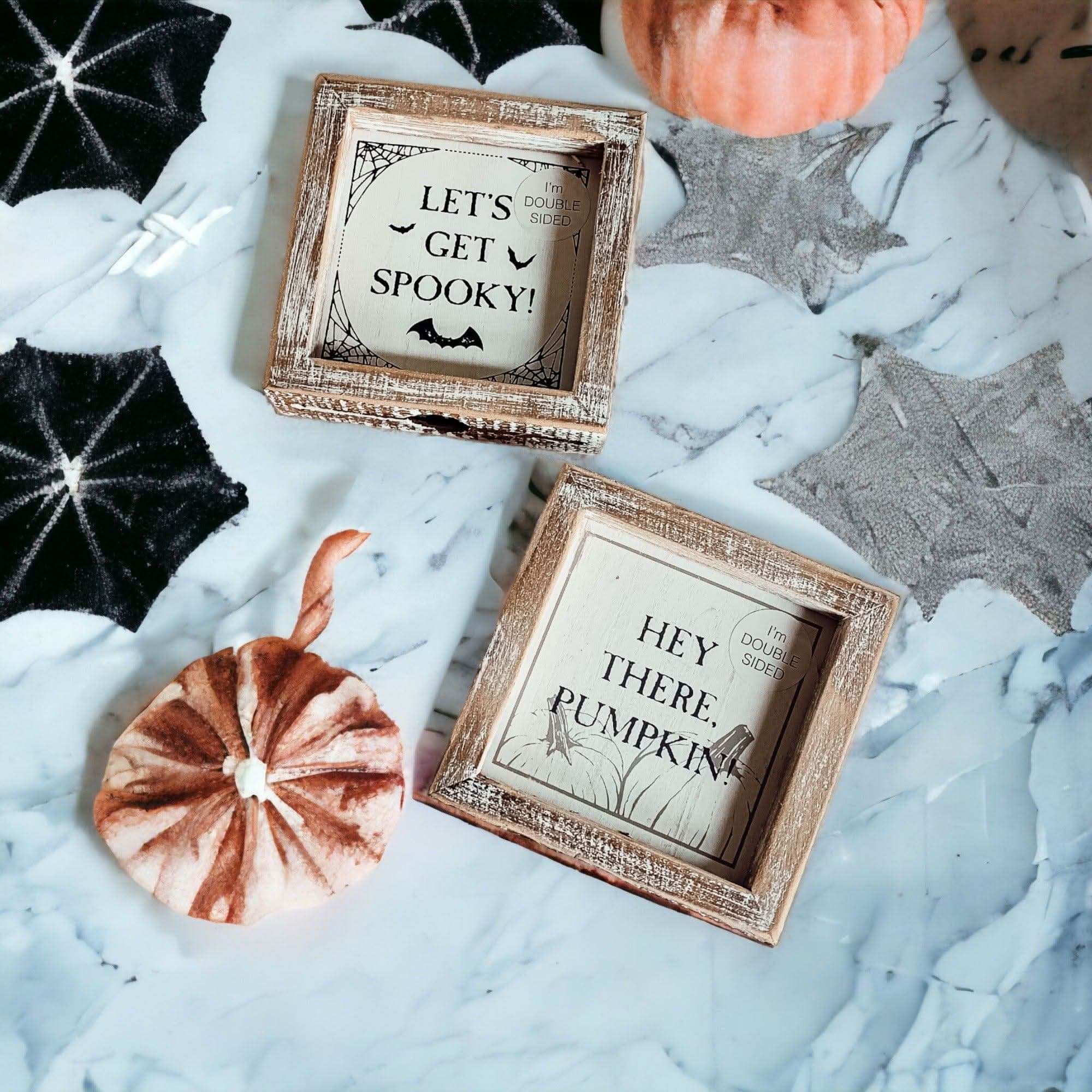 Gia Roma Halloween Sign Pumpkin + Spooky | Double-Sided