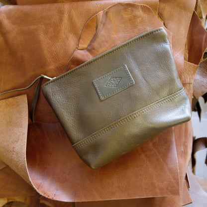 The Local Branch Leather Toiletry Bag Olive Apothecary Bag