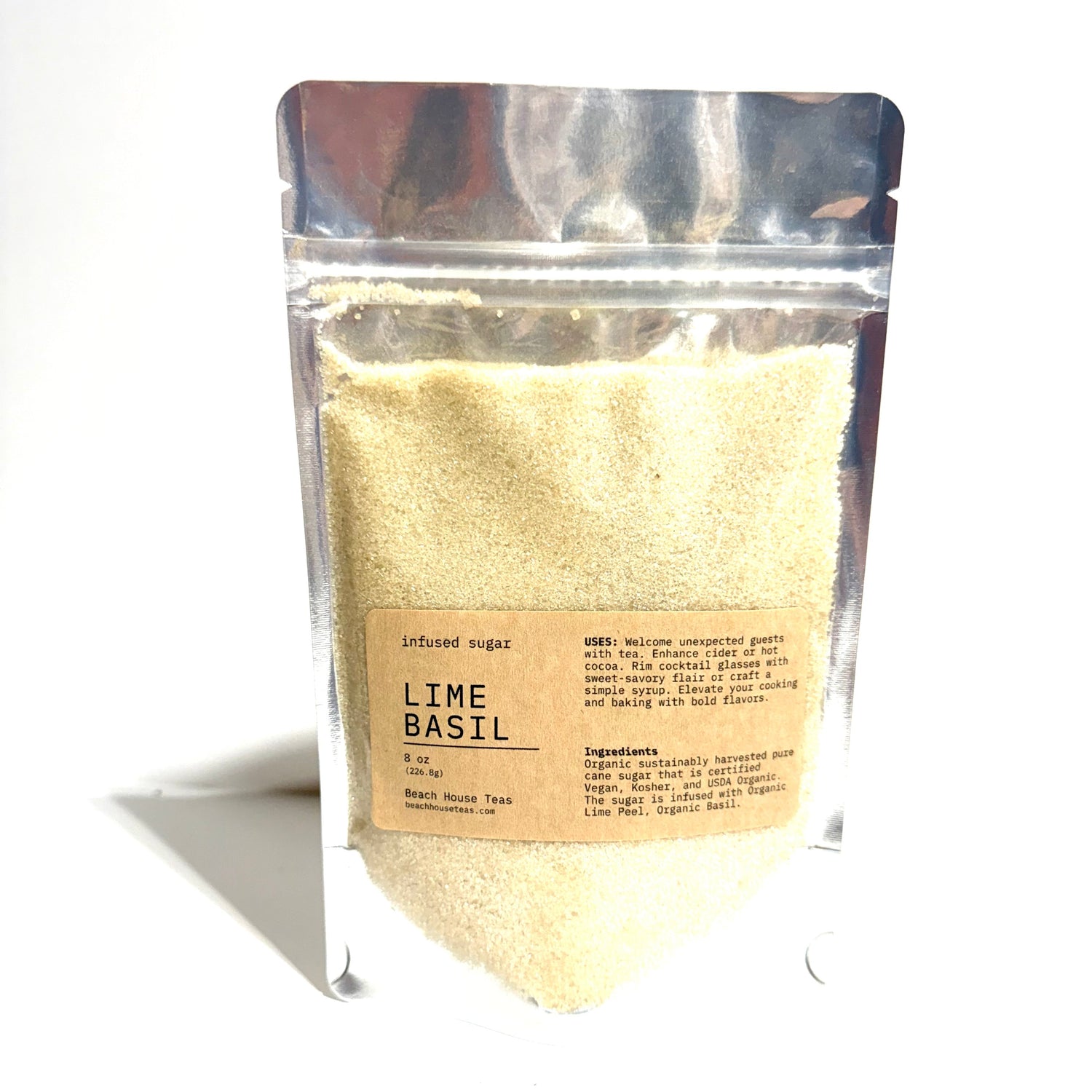 Lime Basil infused artisan culinary sugar