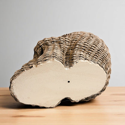 Gia Roma Basket Weave Statue Skull Me Rattan-Style Skull Decor – Natural &amp; White Resin