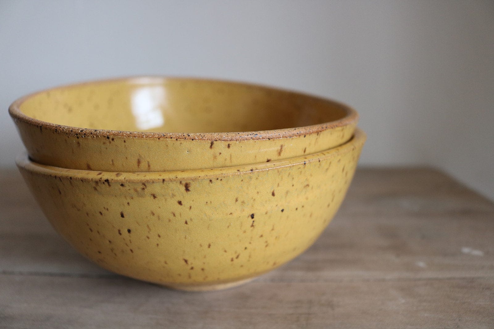KJ Pottery Bowl Mustard Yellow / Glazed Rim Cereal Bowl