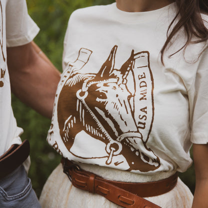 The Local Branch Tee M / Cream Horse Tee - USA Made