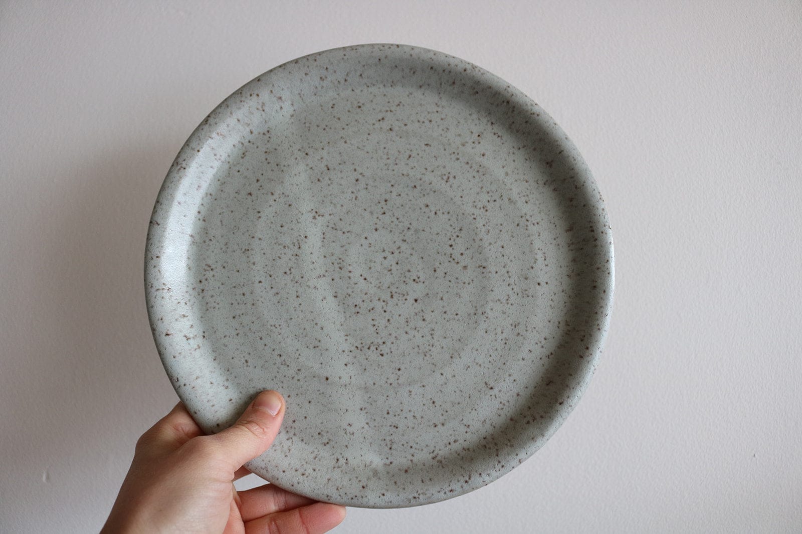 KJ Pottery Plate Speckled Grey / Tall Rim / Glazed Rim Dinner Plate