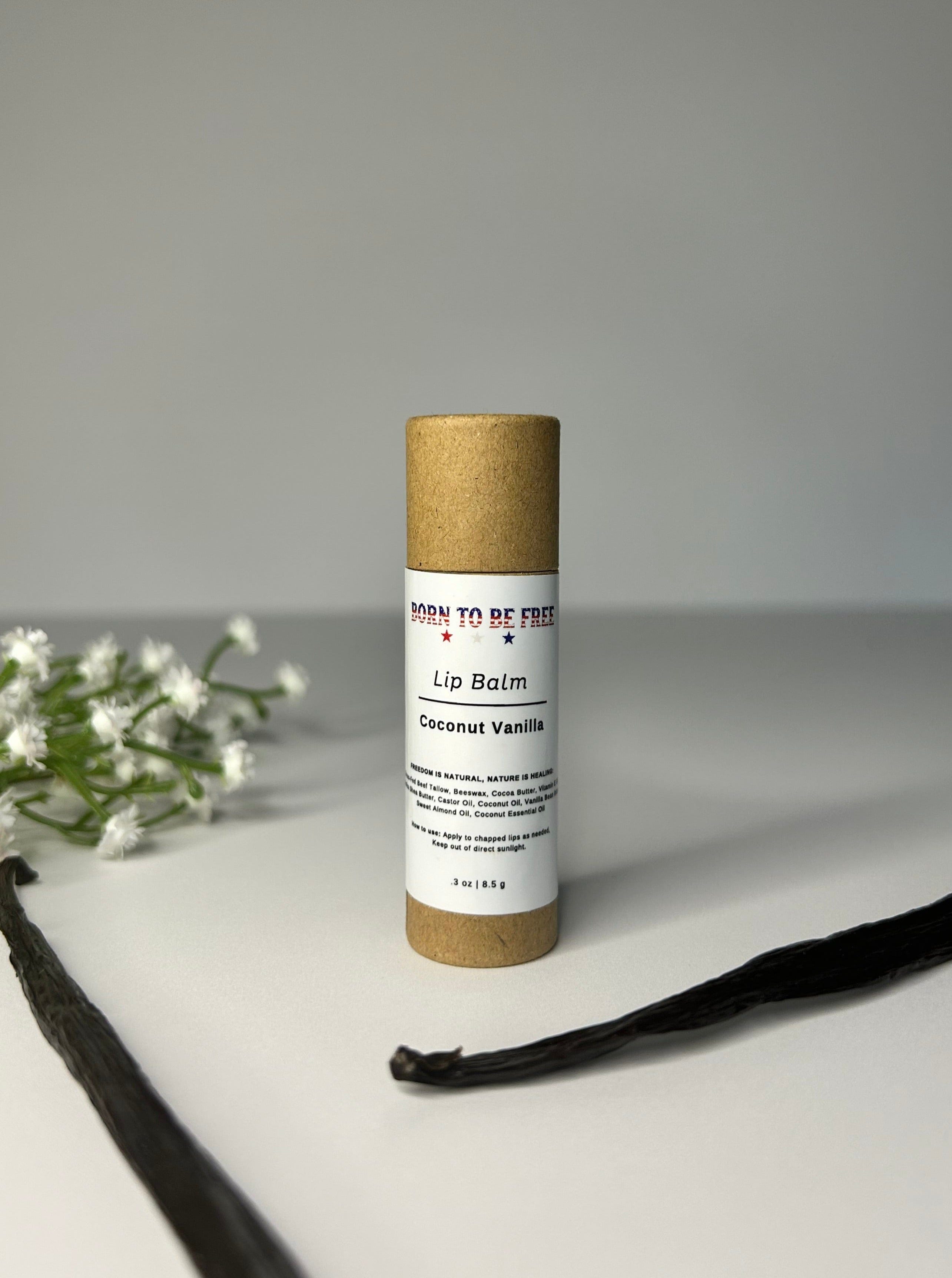 Born To Be Free Lip Balm 2-Pack (2 × .3 oz Push-Up Tubes) Coconut Vanilla Lip Balm