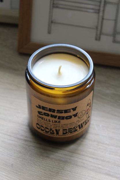 Oddly Brewed Candles Jersey Cowboy soy candle
