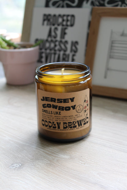 Oddly Brewed Candles Jersey Cowboy soy candle