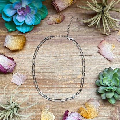 14" Silver-Plated Paperclip Chain Choker