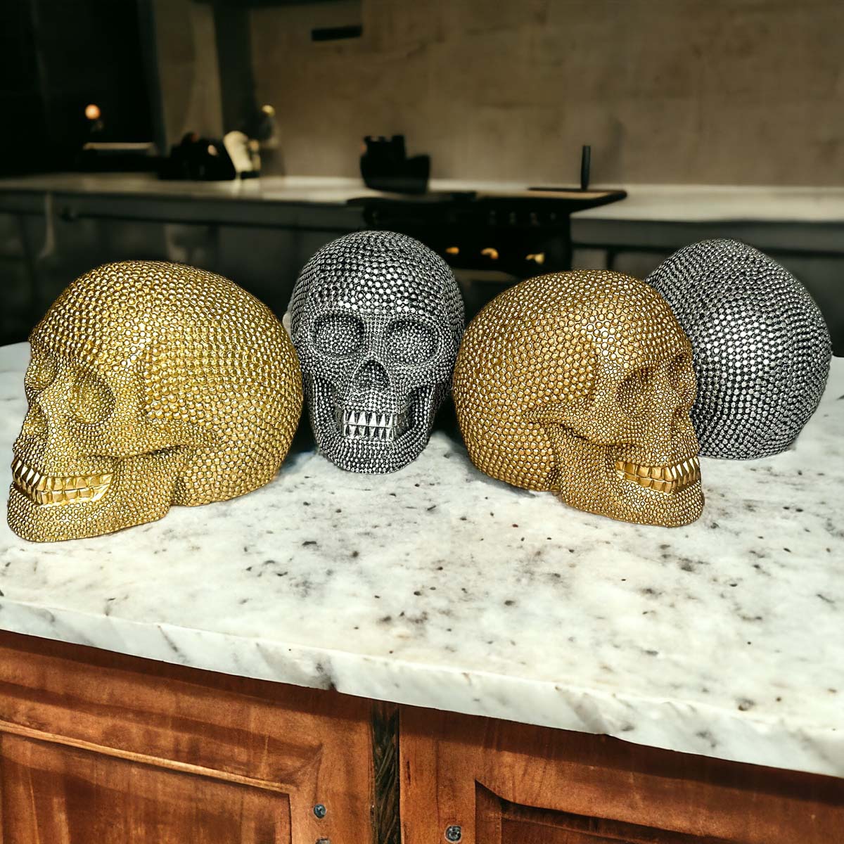 Resin Skull Gold - My American Goods