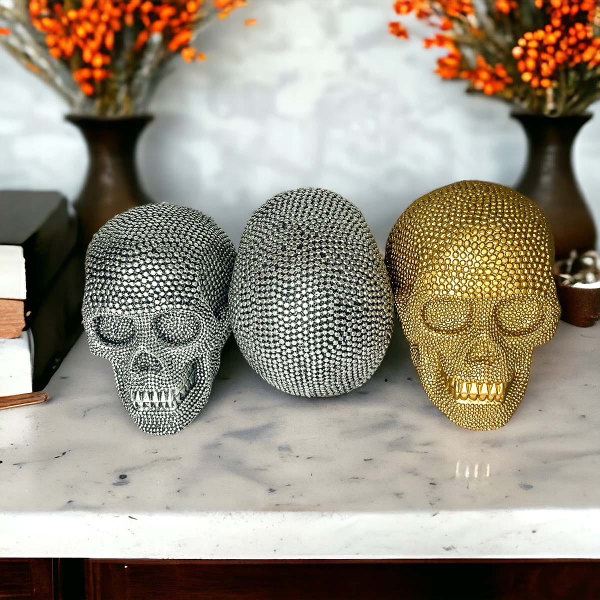Gia Roma Halloween Resin Skull Gold