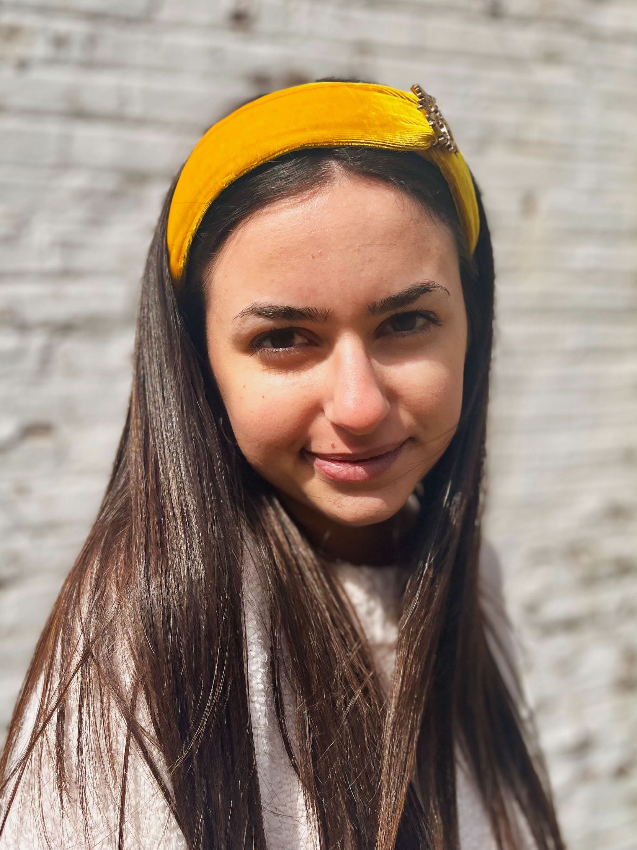 Ash &amp; Rose Headbands Velvet Brooch Headband - Royal Yellow