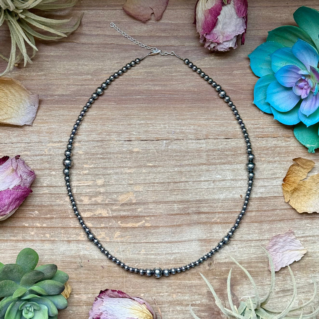 18" Graduated Sterling Silver Pearl Necklace – 4mm to 8mm