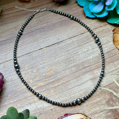 18" Graduated Sterling Silver Pearl Necklace – 4mm to 8mm