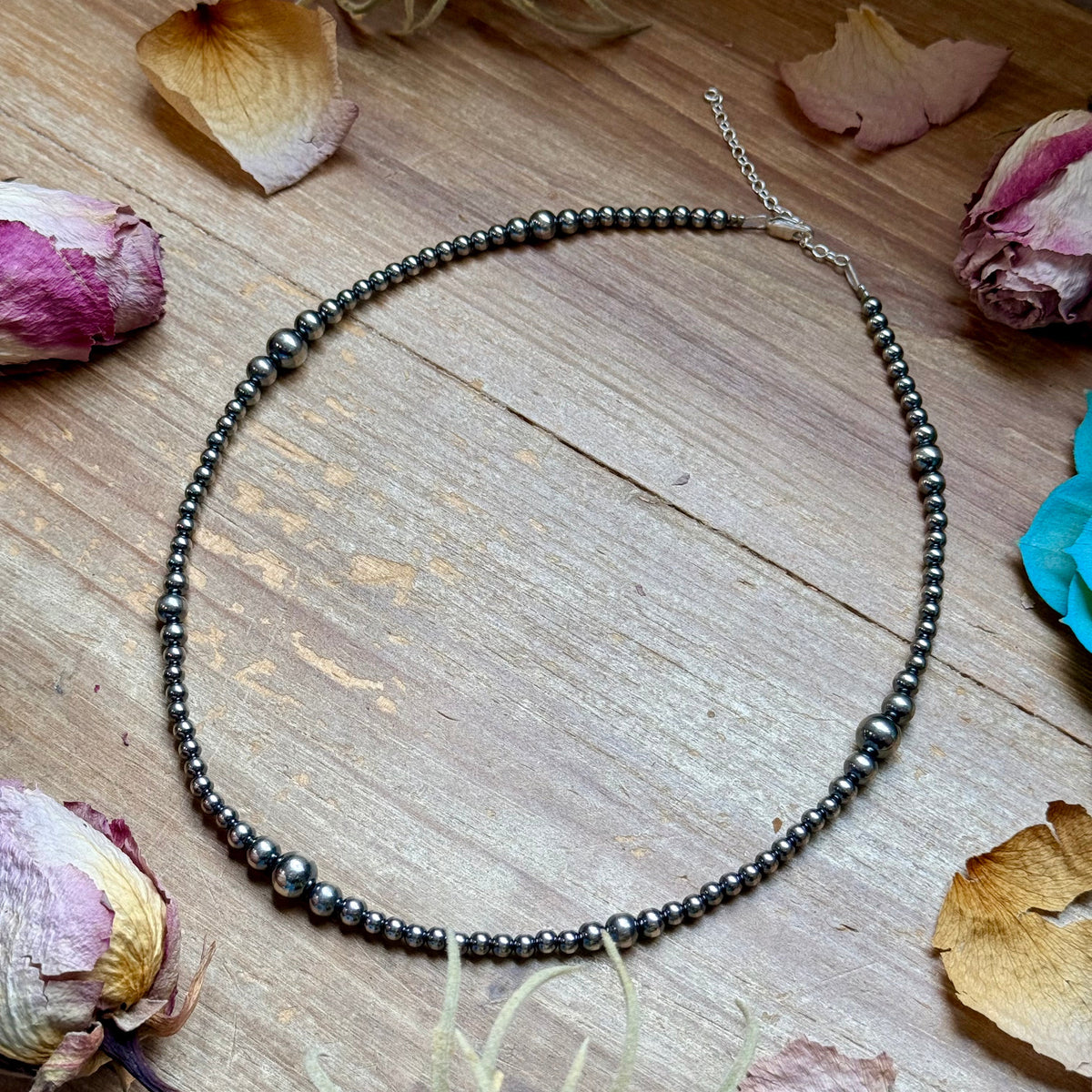 18" Graduated Sterling Silver Pearl Necklace – 4mm to 8mm