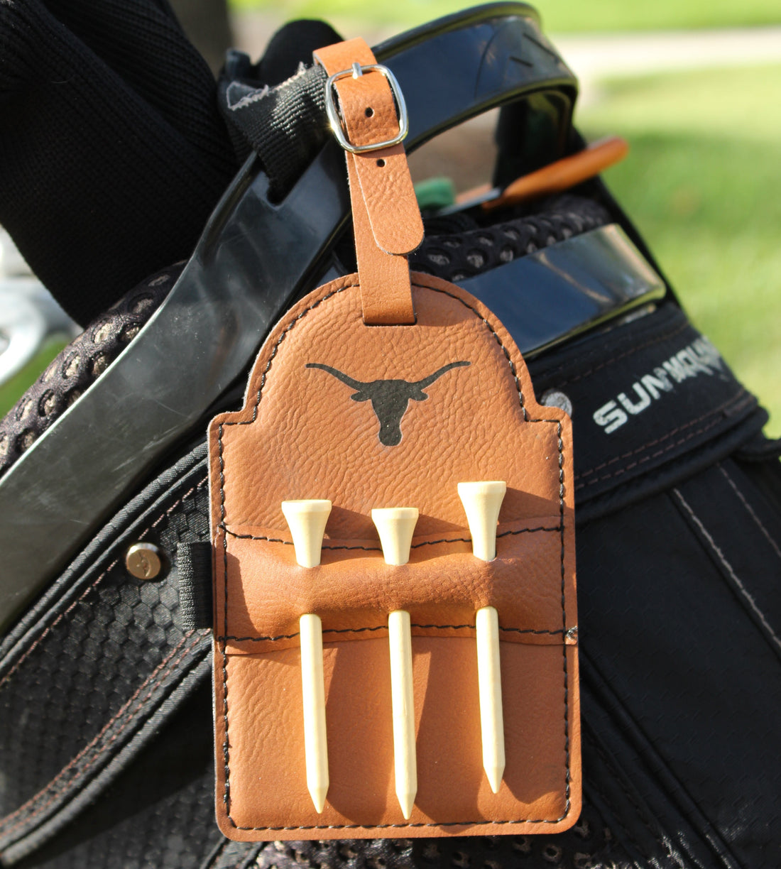 Texas Longhorn Leather Golf Tee Holder