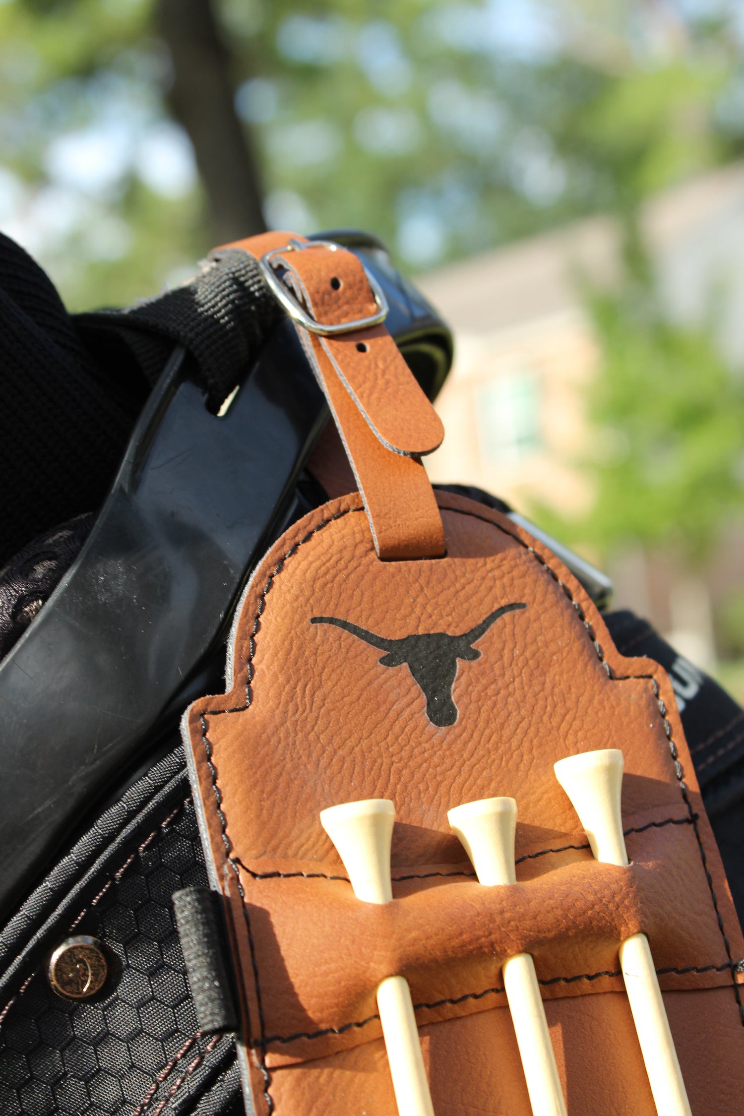 Texas Longhorn Leather Golf Tee Holder