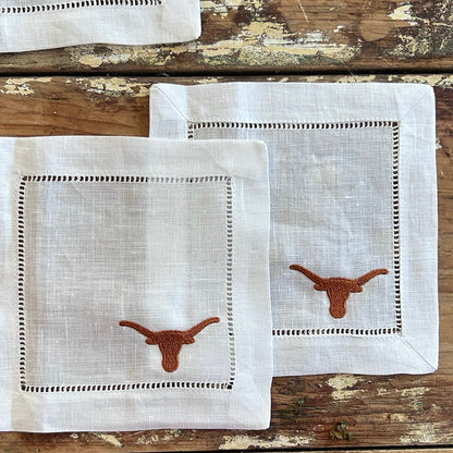 Texas Longhorns Embroidered Cocktail Napkins