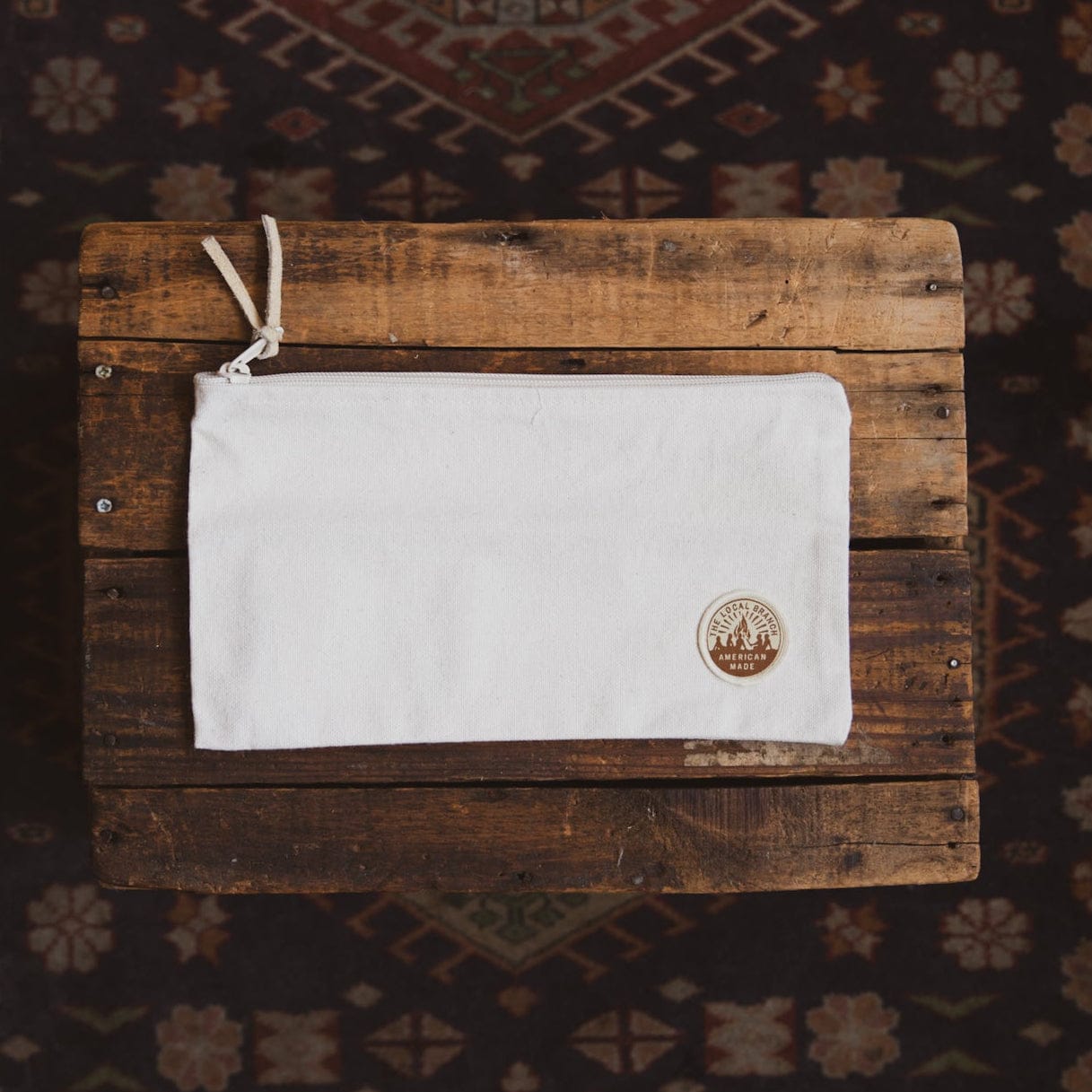 The Local Branch Zipper pouch Bone Canvas Zipper Pouch  - USA Made