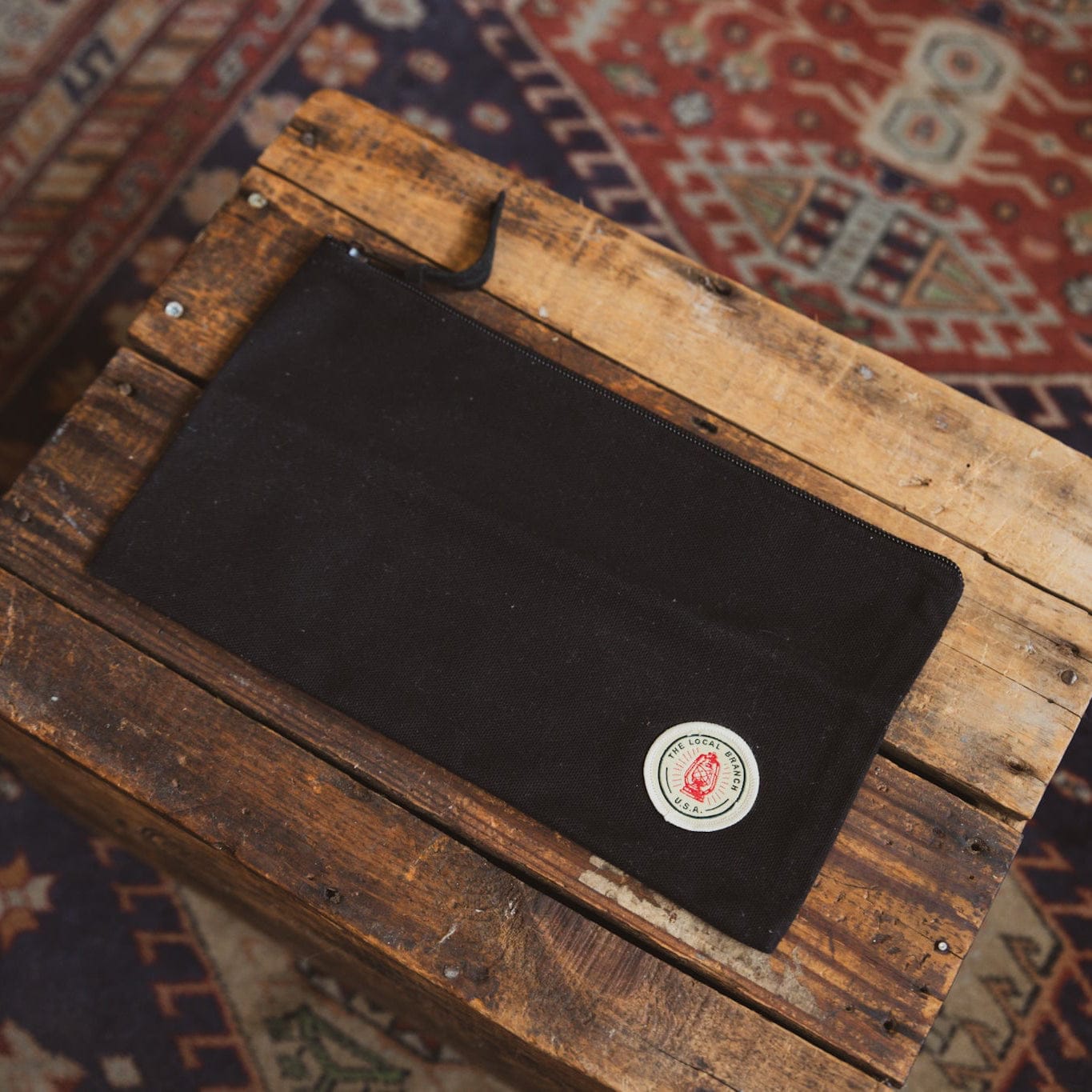 The Local Branch Zipper pouch Black Canvas Zipper Pouch  - USA Made
