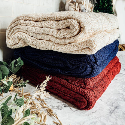 Gia Roma Throw Blanket Claret Knit Sweater Throw