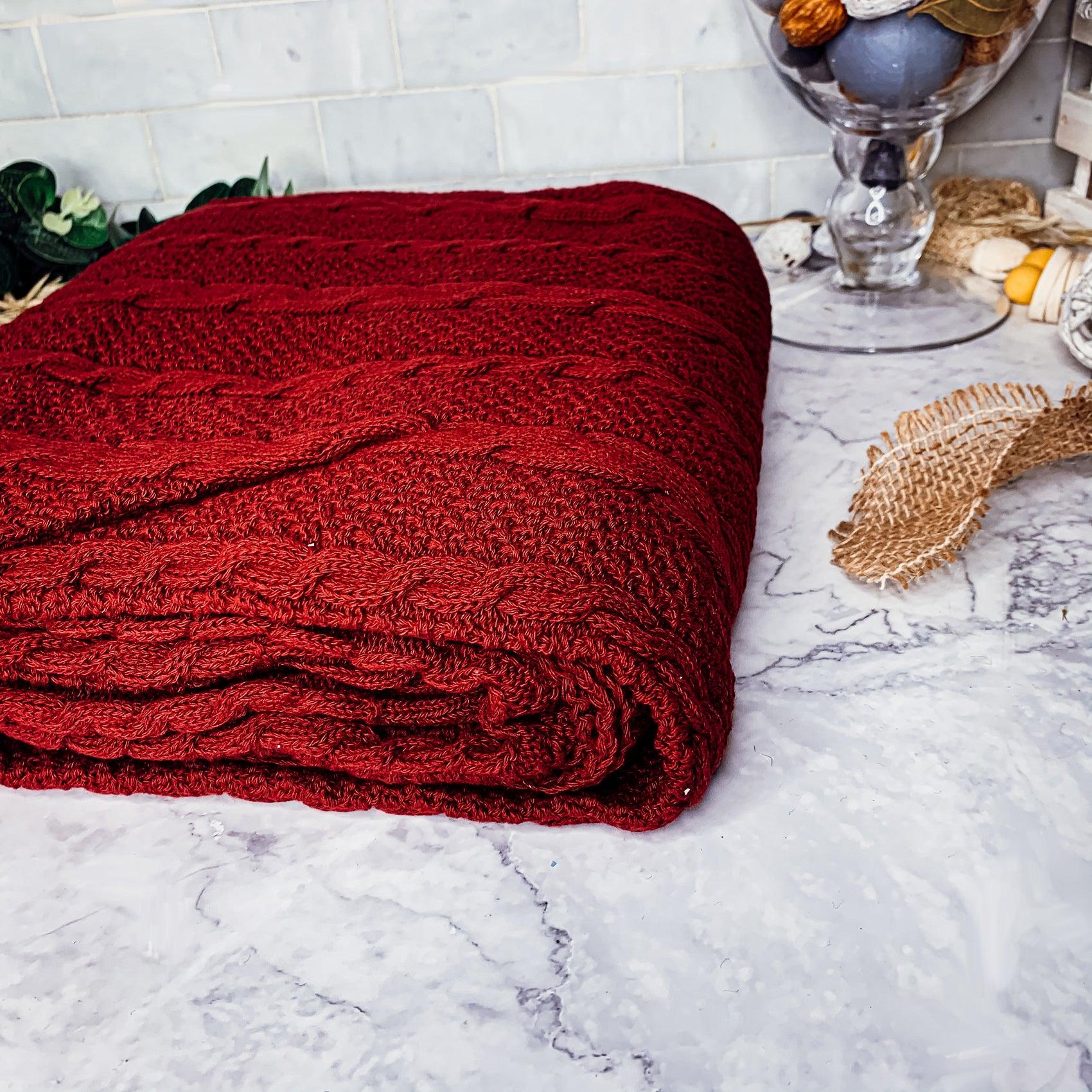 Gia Roma Throw Blanket Claret Knit Sweater Throw