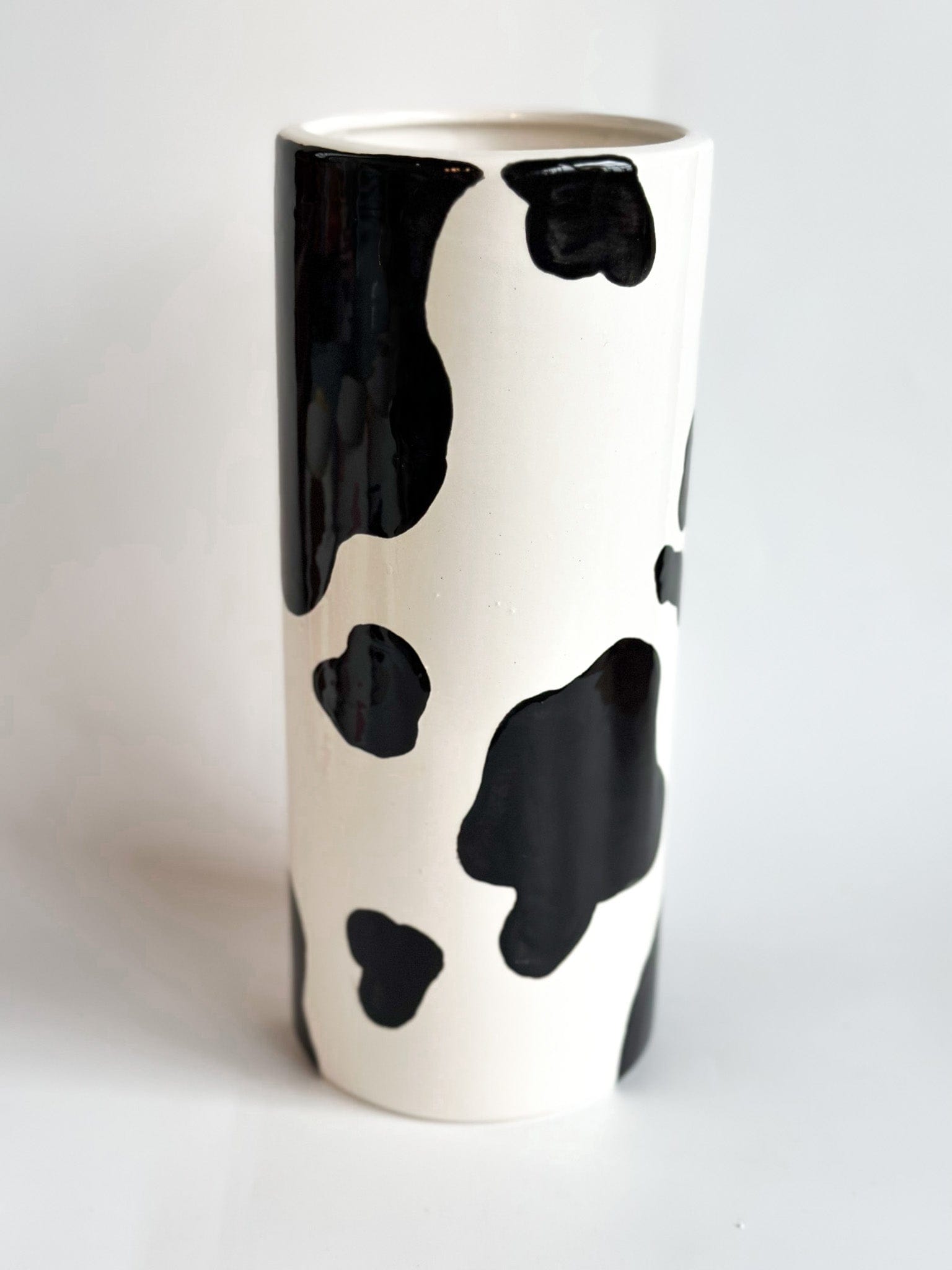 Ruby Clay Company Cow Print Column Vase