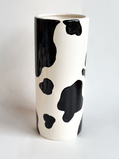 Ruby Clay Company Cow Print Column Vase