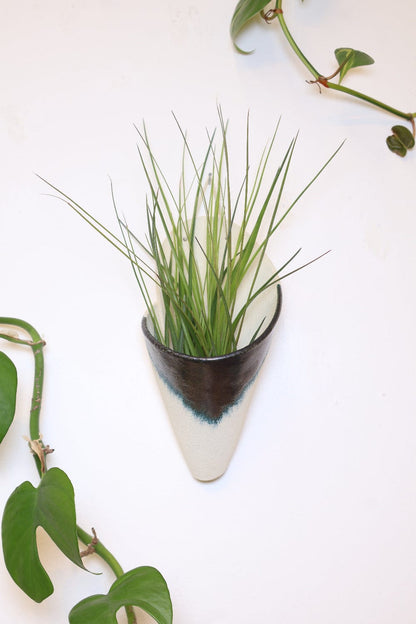 Carter + Rose Indigo / With plant Large Ceramic Wall Planter