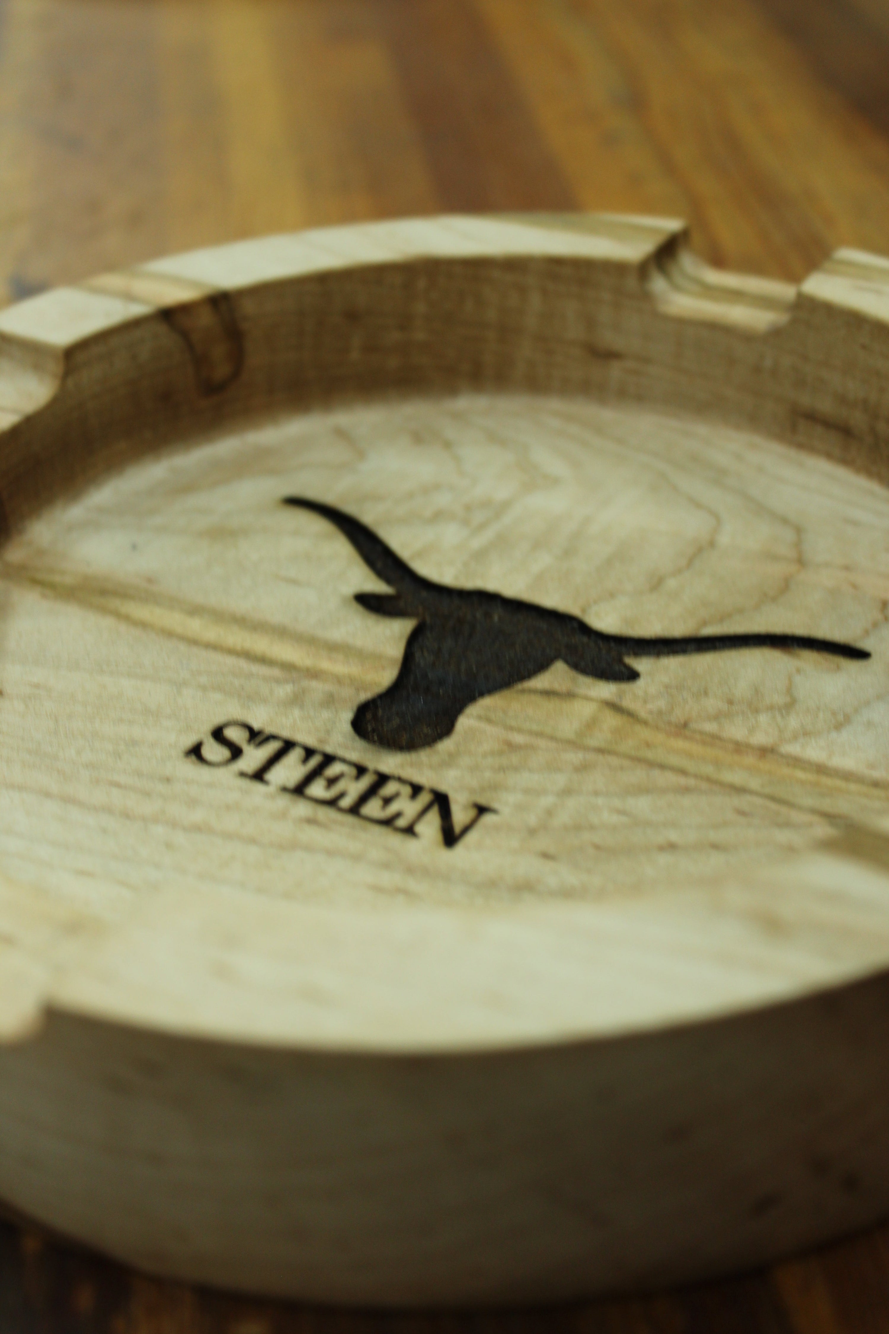 Texas Longhorns Maple Wood Cigar Ashtray