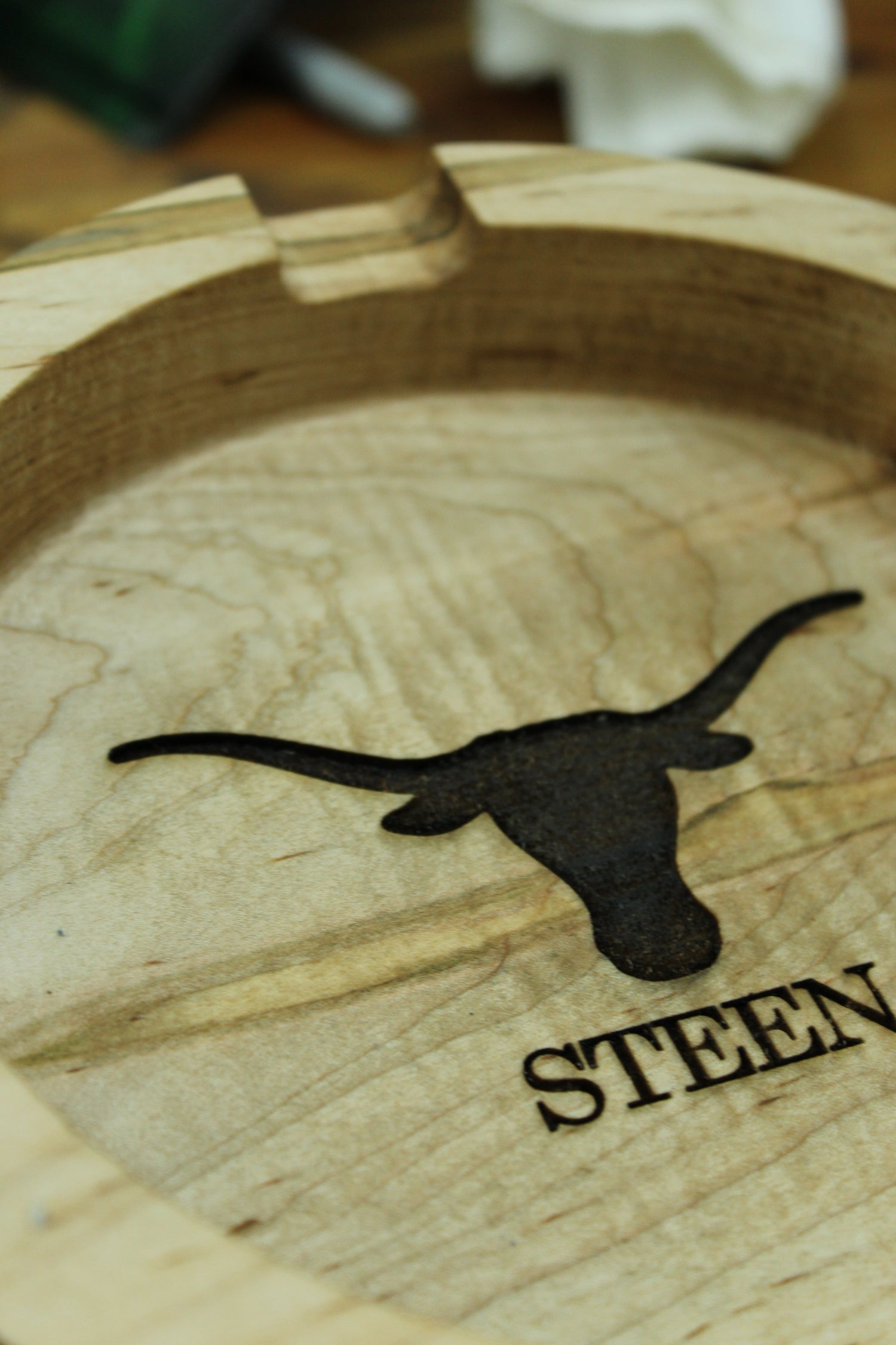Texas Longhorns Maple Wood Cigar Ashtray