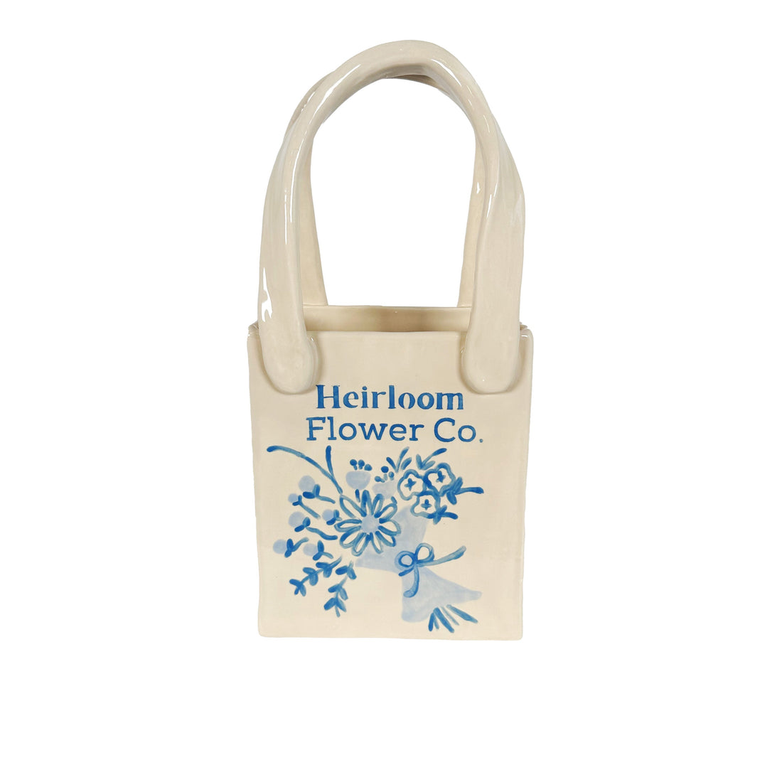 Heirloom Flower Medium Tote Bag Vase Featuring Handpainted Artwork