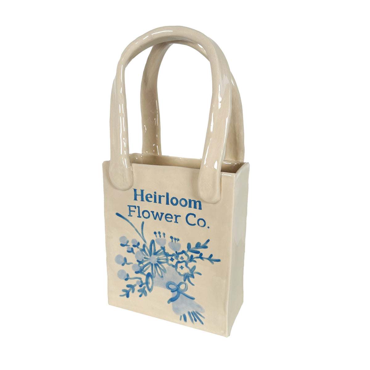 Heirloom Flower Medium Tote Bag Vase Featuring Handpainted Artwork
