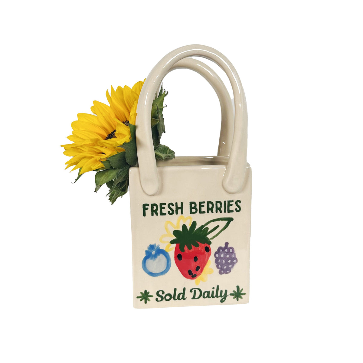 Berry Farm Tote Bag Bud Vase Featuring Handpainted Artwork