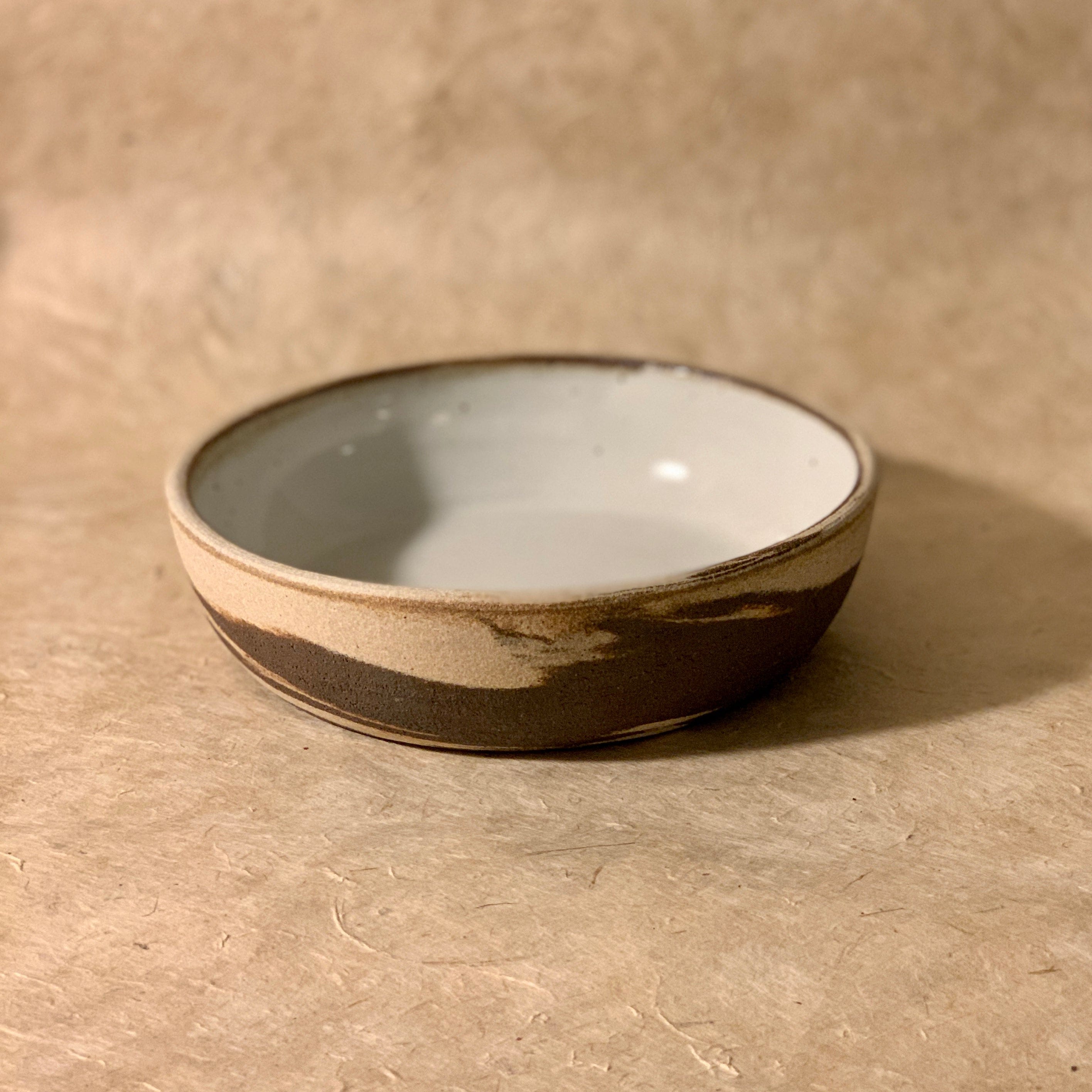 Olivia Snow Ceramics Bowl 7" Dark Brown and White Marbled Ceramic Coupe Bowl