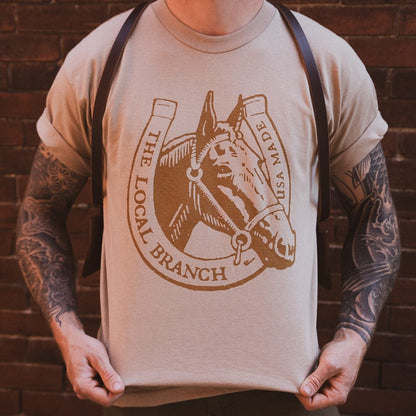 The Local Branch Tee S / Sand Horse Tee - USA Made
