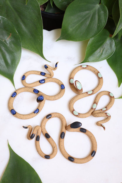 3 Small Ceramic Snakes