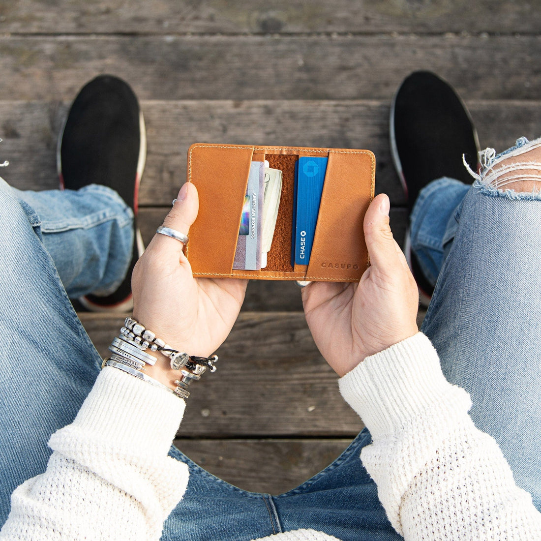CASUPO Small Bifold Compact Bifold with RFID protection - Natural