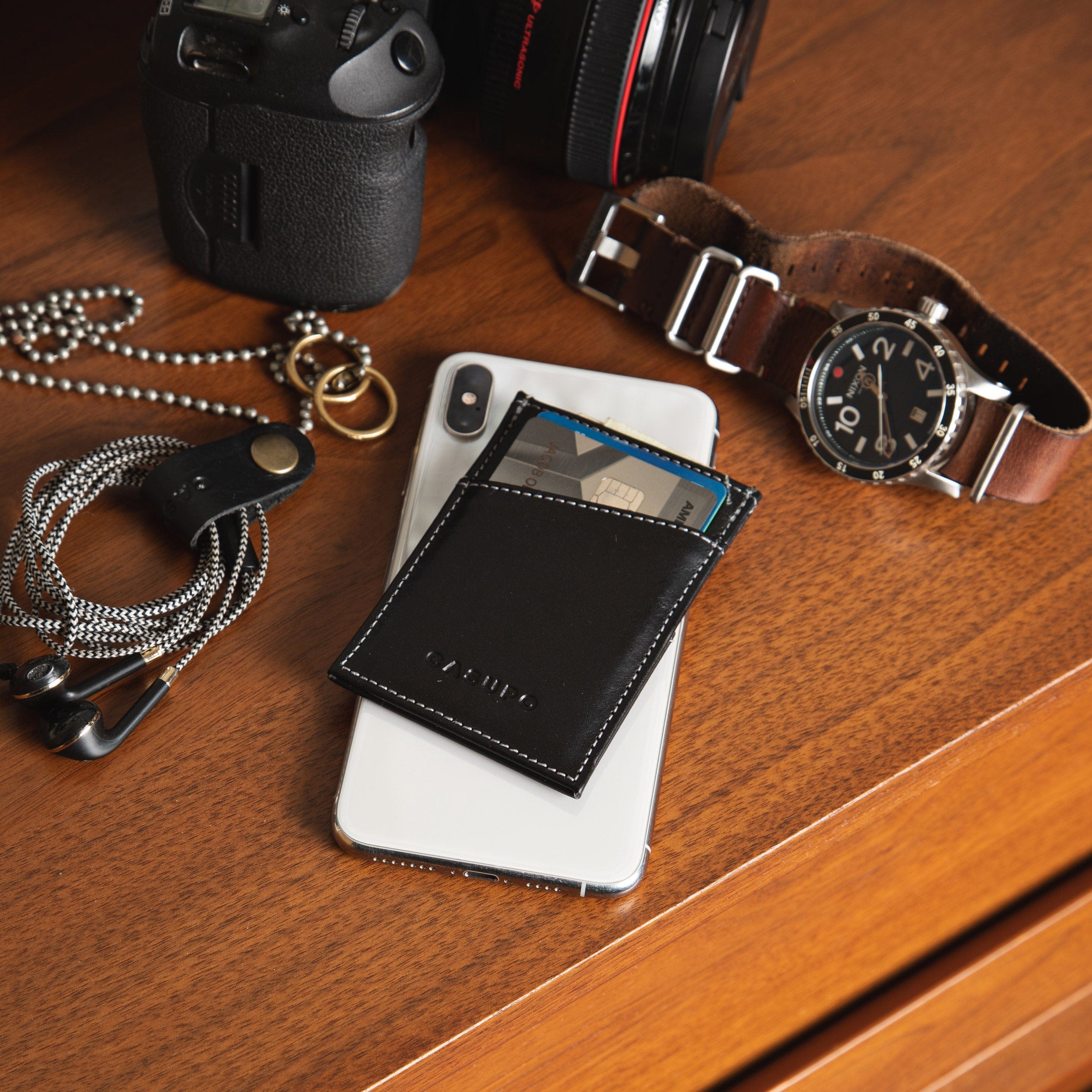 CASUPO Slim Card Holder Minimalist Wallet with RFID protection - Brown