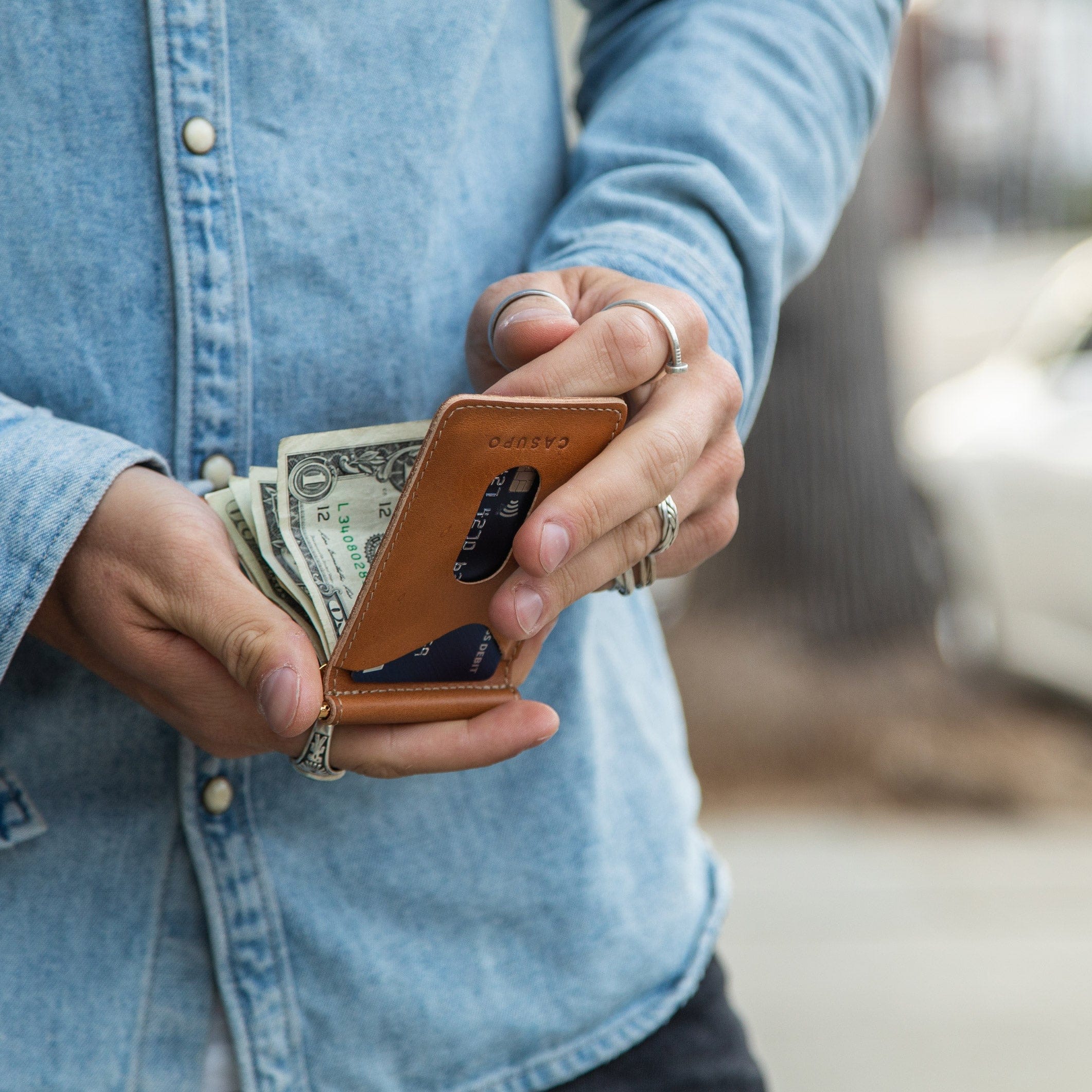 CASUPO Money Clip Wallet Money Clip Wallet - Natural