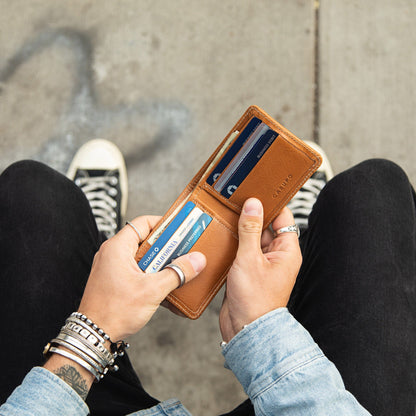 CASUPO Large Bifold Large Billfold Wallet with RFID protection - Natural