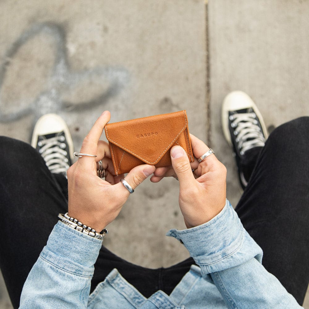 CASUPO Envelope Wallet Mini Envelope Wallet with RFID Protection - Natural