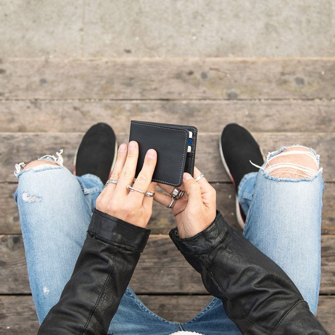 Large Billfold Wallet with RFID protection - Black