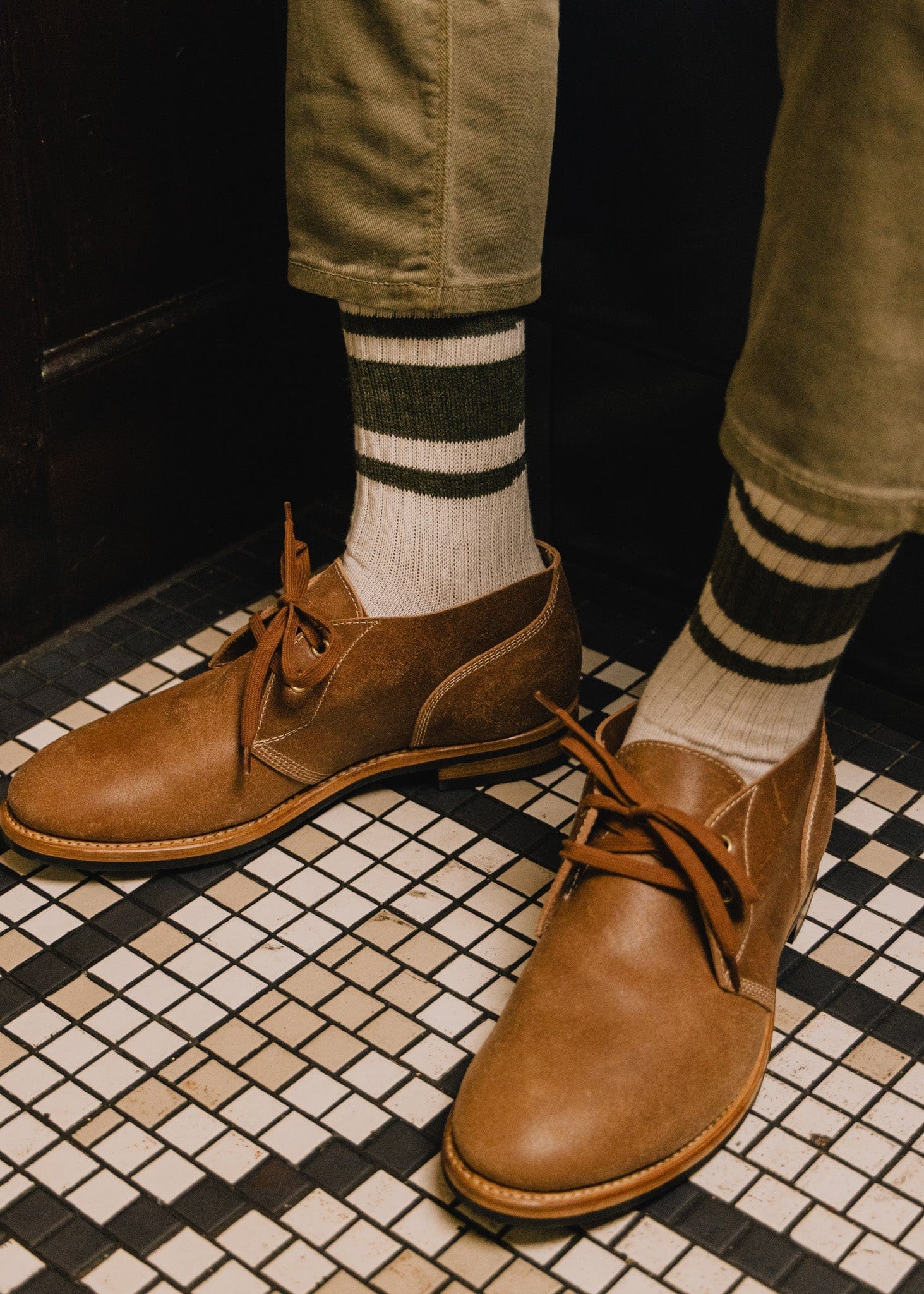 American Trench Socks The Heathered Mono Stripe