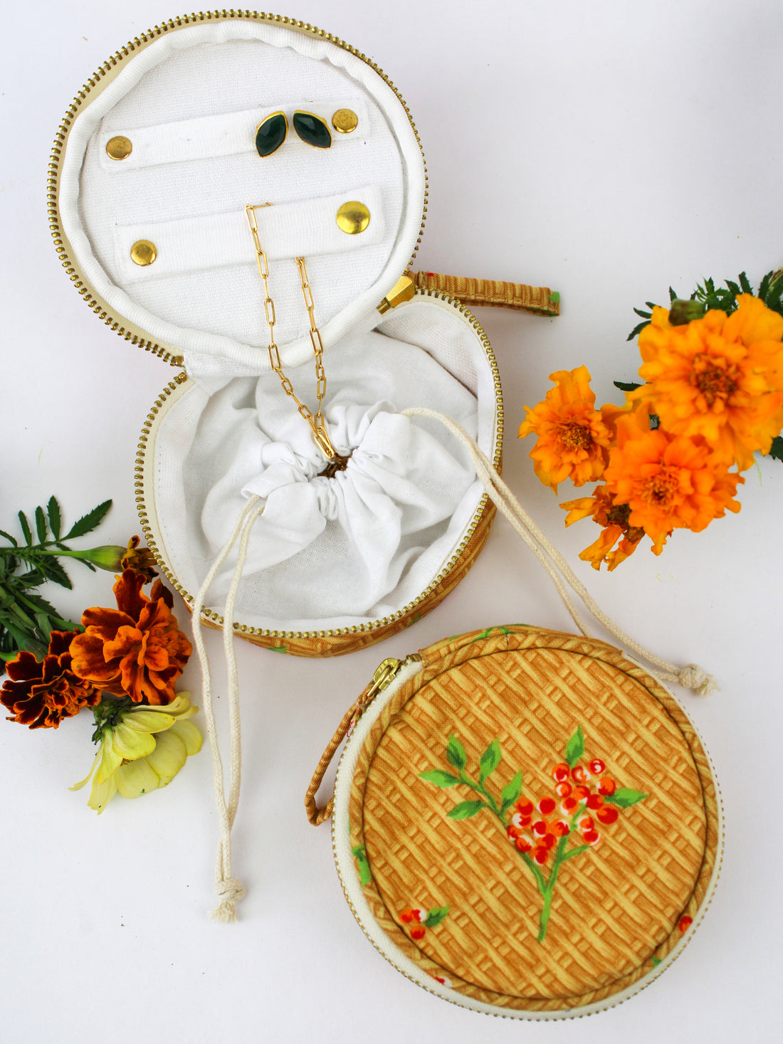 Coral Basket Jewelry Pouch - My American Goods