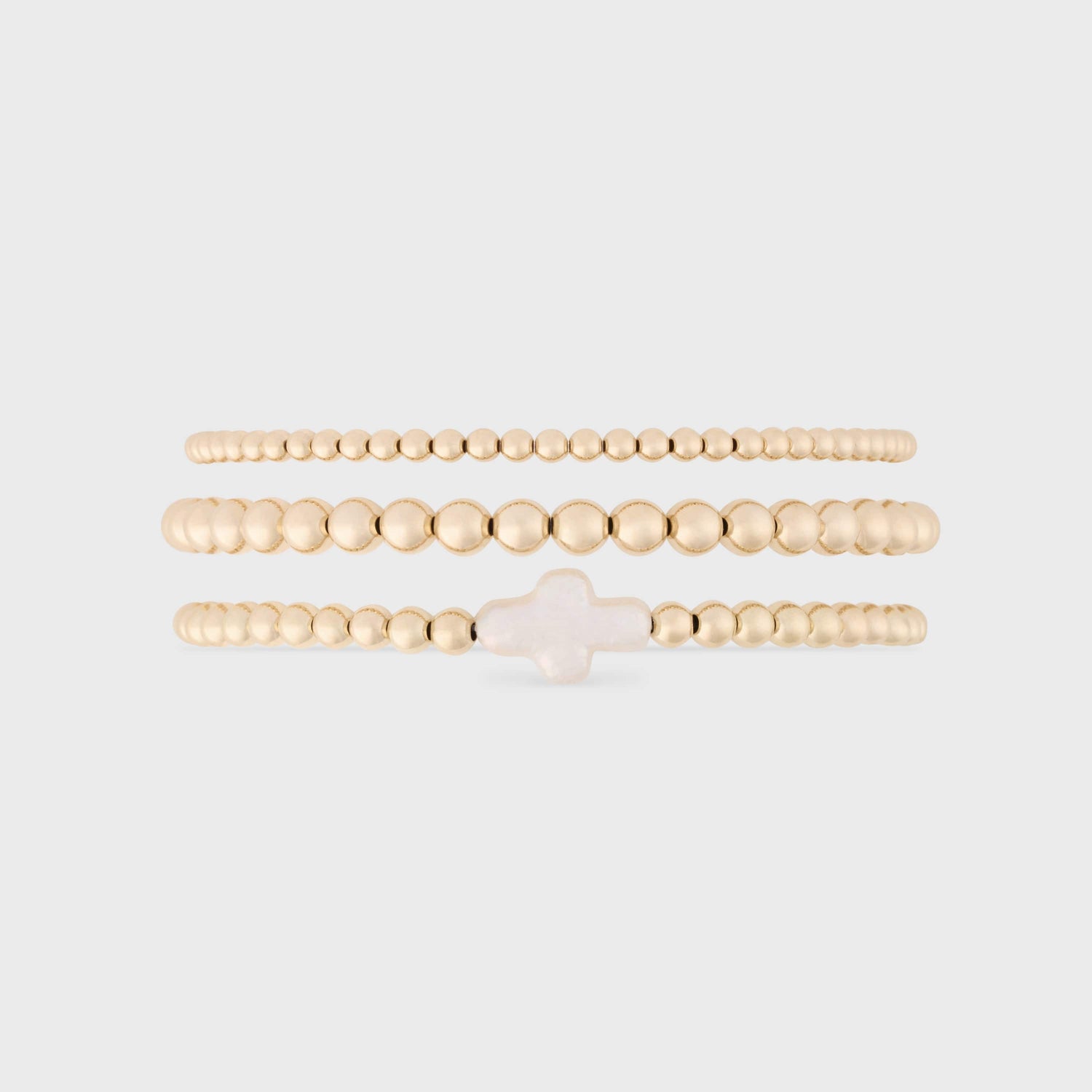 Pearl Cross Juno Bracelet Triple Stack