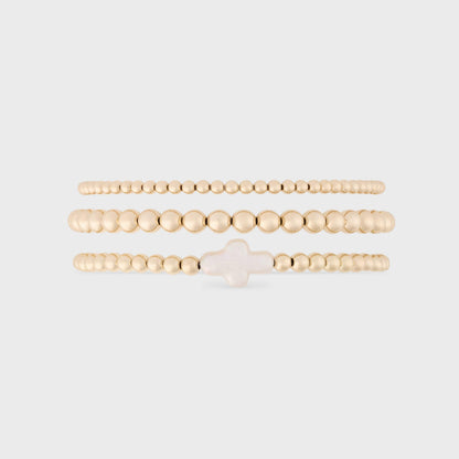 Pearl Cross Juno Bracelet Triple Stack