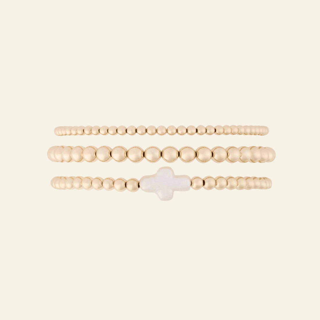 Pearl Cross Juno Bracelet Triple Stack